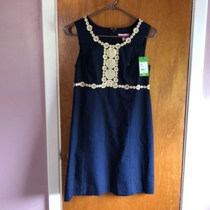 Lilly Pulitzer navy and gold dress